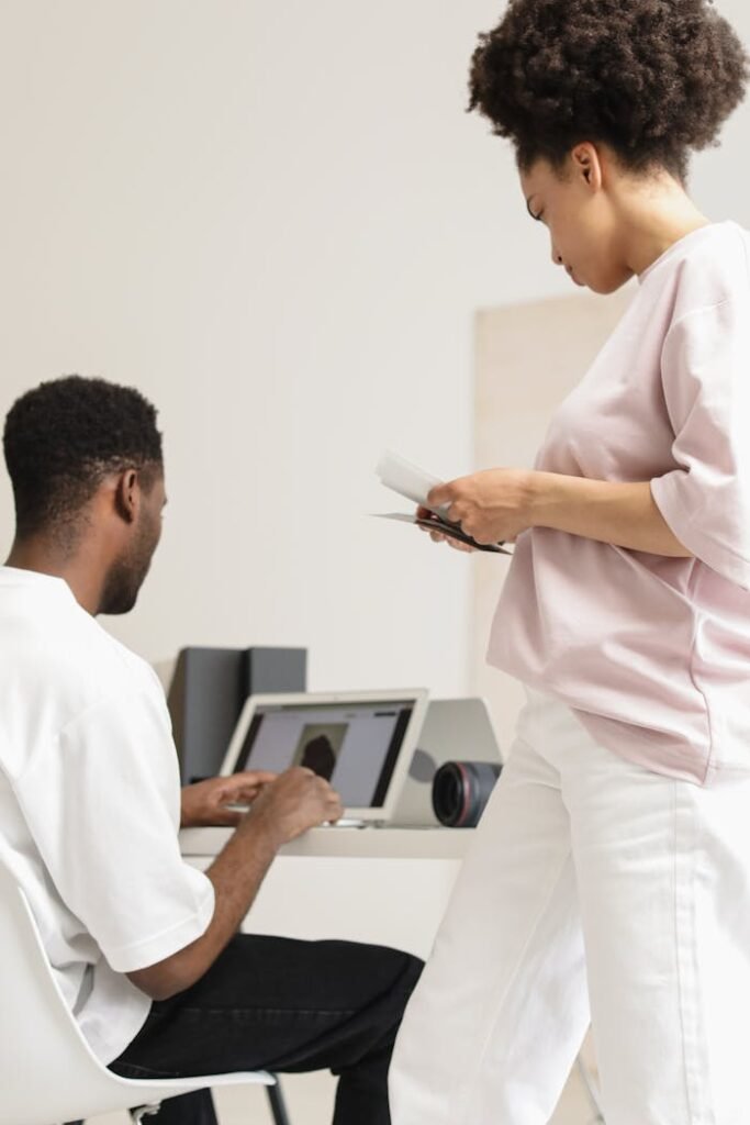 Woman and Woman Working Together